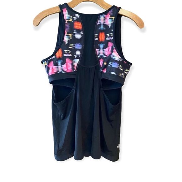 Athleta M Black Multi-Color Racerback Cut Out Bandeau Workout Exercise Top - Picture 1 of 10